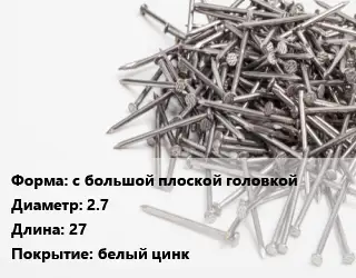 Гвоздь с большой плоской головкой 2.7х27 белый цинк